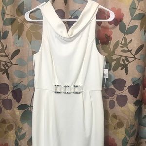 Ivory sleeveless dress.